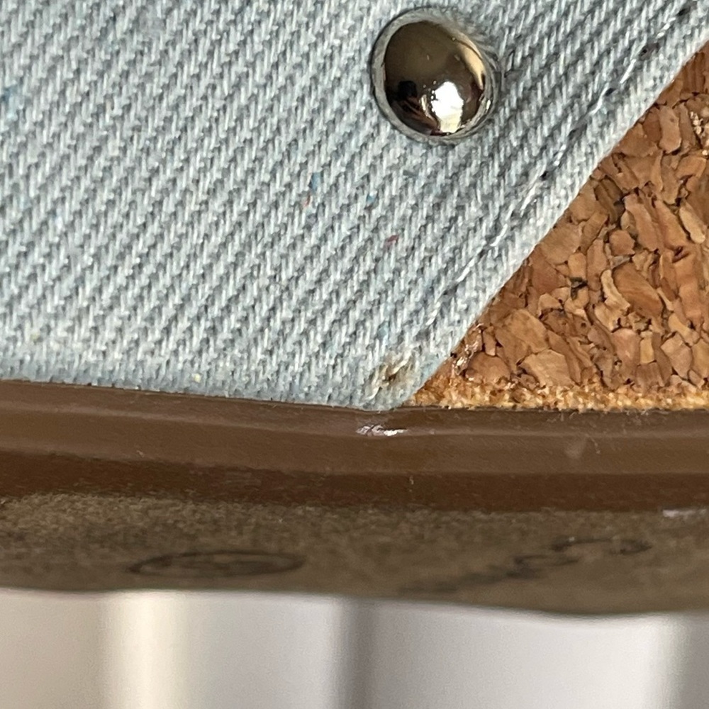 Corkys Bonnie Studded Wedge Sandal Light Blue Denim Size 9 - Picture 15 of 15